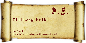 Mititzky Erik névjegykártya